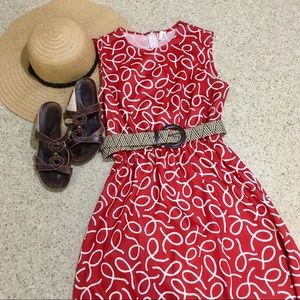 Vintage red and white midi sundress!